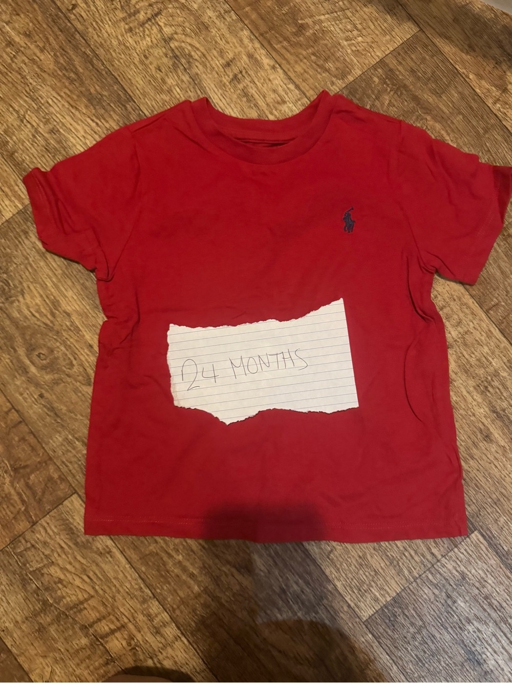 Ralph Lauren Red Short Sleeve Tee with Navy Pony